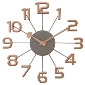 Designové paprskovité šedo-růžové moderní hodiny LAVVU DESIGN Numerals LCT1044 (lesklé kovové hodiny)