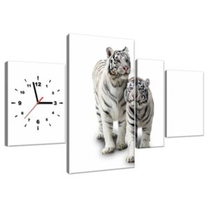 Obraz s hodinami Bílé tygry 120x70cm ZP1270A_4AN