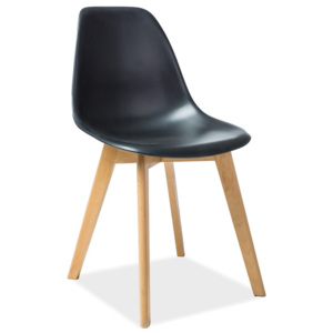 Jídelní plastová židle v černé barvě s dřevěnou konstrukcí KN900