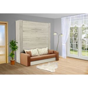 Výklopná postel s pohovkou VS 3071P, 200x180cm barva lamina: Buk 381, nosnost postele: standartní nosnost, barva pohovky: nubuk 22 šedá