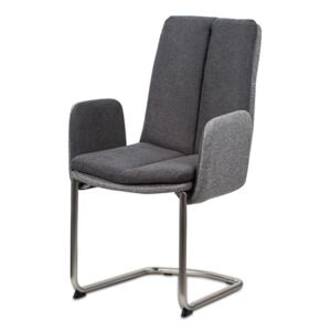 Autronic - Jídelní židle, látka světle / tmavě šedá, kovová pohupová podnož, broušený nikl - HC-042 GREY2
