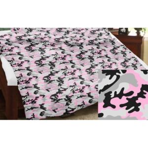 Přehoz na postel bavlna R2006 růžový maskáč - 1x 140/200