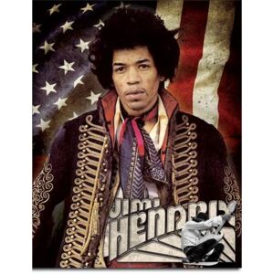 Plechová cedule: Jimi Hendrix (vlajka) - 40x30 cm