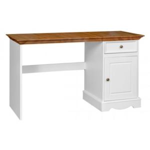 Psací stůl Belluno Elegante - malý, dekor bílá / dub, masiv, borovice