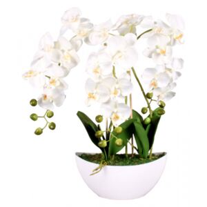 Nohelgarden Orchidej umělá v květníku 3 výhony 21 květů bílá 60cm