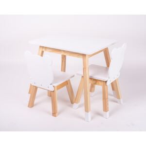 Česká výroba Set rostoucího nábytku (stoleček + 2 židličky) medvídek barva: Bílá