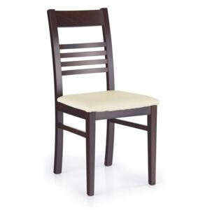Dřevěná židle Juliusz tmavý ořech - krémová (eko kůže)