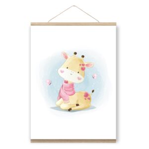 Plakát do dětského pokoje - růžová žirafa A3