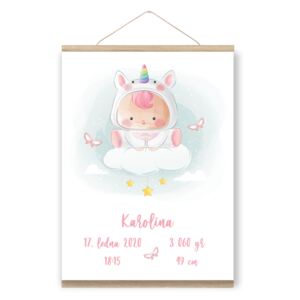 Plakát k narození miminka - holčička A4