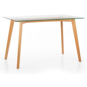 Besoa Nilsson, jídelní stůl, skleněná deska, buk, 120 x 75 x 70 cm, dřevo