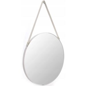 Kulaté zrcadlo na pásku LOFT 70 cm - bílé