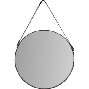 Kulaté zrcadlo na pásku LOFT 50 cm - černé