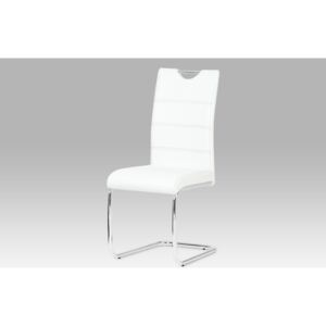 Jídelní židle, chrom / koženka bílá HC-581 WT