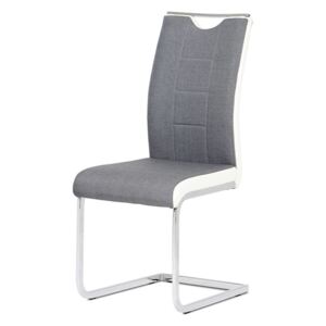 Jídelní židle, chrom / látka šedá s bílými boky DCL-410 GREY2