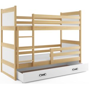 B2b1 BMS-group Patrová postel RICO 90x200 cm, borovice/bílá Pěnová matrace