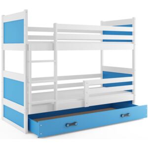 B2b1 BMS-group Patrová postel RICO 90x200 cm, bílá/modrá Pěnová matrace