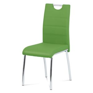 Jídelní židle, ekokůže zelená / chrom DCL-401 GRN