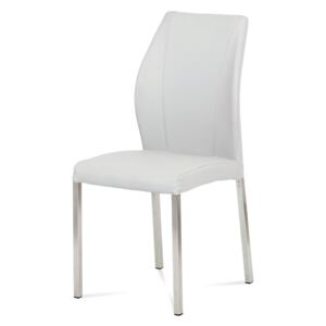 Jídelní židle koženka bílá / broušený nerez HC-381 WT1