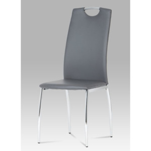 Autronic Jídelní židle koženka šedá / chrom DCL-419 GREY