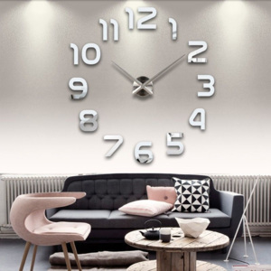 BIG arab, nalepovací hodiny - arabské číslice, stříbrné (Velké nalepovací hodiny)