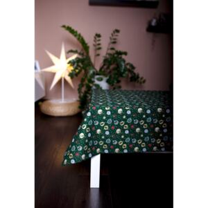 Ubrus - vánoční baňky na zelené, 80 cm x 80 cm