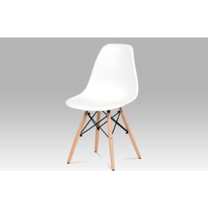 Jídelní židle, plast bílý / masiv buk / kov černý CT-758 WT
