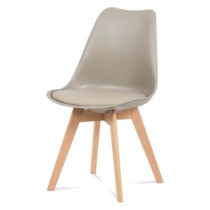Jídelní židle, plast latté / koženka latté / masiv buk CT-752 LAT