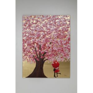 Obraz s ručními tahy Flower Couple Gold Pink 160x120cm