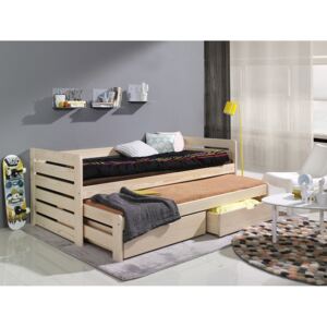 Rozkládací postel Tomáš s úložným prostorem 90x200 cm (Š 97 cm, D 208 cm, V 80 cm), Buk, Buk, bez matrací