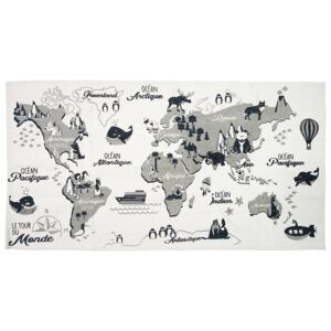 Dětský koberec mapa světa šedý 140 x 70 cm