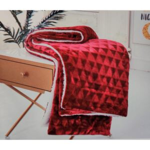 Luxusní oboustranná deka s beránkem - D4 - Vinová