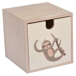 Homea Dětský dřevěný box se šuplíkem lenochod