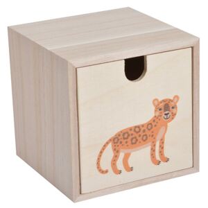 Homea Dětský dřevěný box se šuplíkem leopard