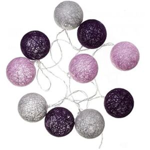 Girlanda s 10 LED koulemi růžová fialová šedá