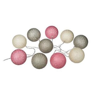 Girlanda s 10 LED koulemi růžová bílá šedá
