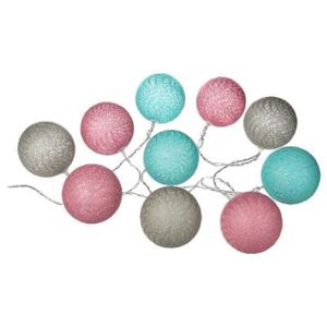 Girlanda s 10 LED koulemi růžová tyrkysová šedá