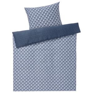 MERADISO® Saténové ložní prádlo, 140 x 200 cm (káro/modrá/šedá)