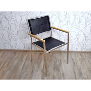 Zahradní židle křeslo 15249A86x55x58 cm teak nerez textilie