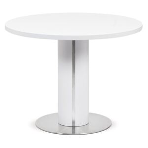 Jídelní stůl pr.100x77, bílá MDF mat, broušený nerez HT-650 WT