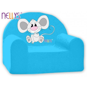Dětské křeslo Nellys - Myška v modrém