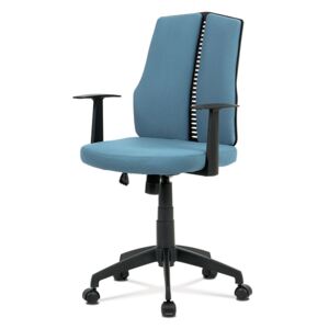 Kancelářská židle, látka modrá, houpací mechanismus, kříž plast černý, plastová kolečka KA-E826 BLUE