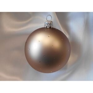 Střední vánoční koule s puntíky 6 ks - světle hnědá
