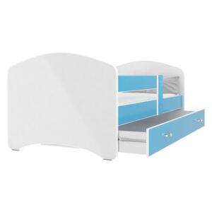 Dětská postel LUCKY včetně úložného prostoru (Bílá), Modrá