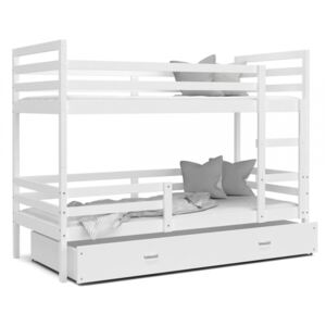 Patrová postel JACEK včetně úložného prostoru (Bílá), Bílá