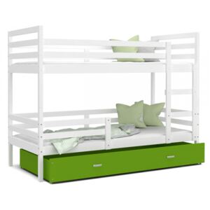 Patrová postel JACEK včetně úložného prostoru (Bílá), Zelená