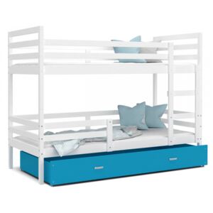 Patrová postel JACEK včetně úložného prostoru (Bílá), Modrá