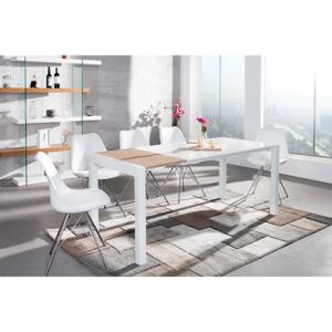 Rozkládací jídelní stůl ANEX 130 – 170 – 215 cm – bílá/přírodní