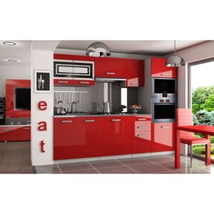Červená sektorová kuchyňská linka Luxe 240 cm bez LED osvětlení