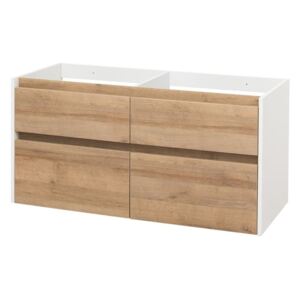 MEREO - Opto, koupelnová skříňka, bílá/dub, 2 zásuvky, 1210x580x458 mm (CN933S)