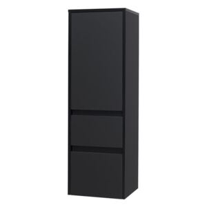 MEREO - Opto, koupelnová skříňka, vysoká, levé otevírání, černá, 400x1250x360 mm (CN944L)